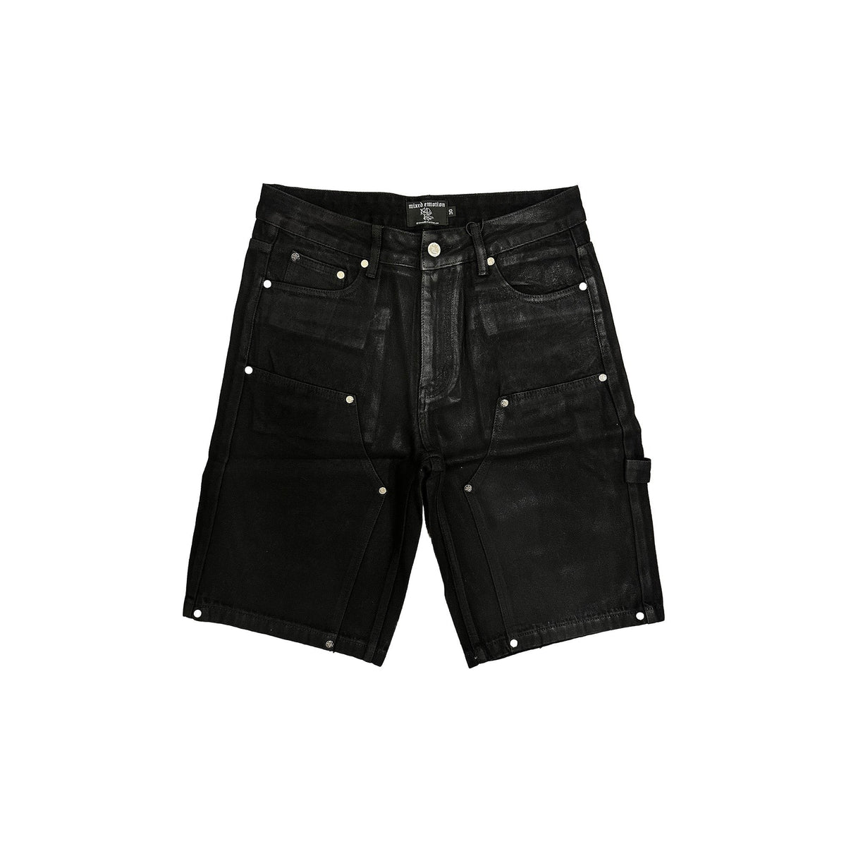 Mixed Emotion Black Logo Cargo Shorts — hero